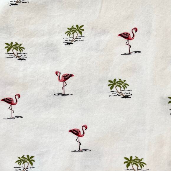 Denim & Flower Short Sleeve Button Up Shirt Mens LARGE Flamingo Palm Trees Print - Picture 7 of 10